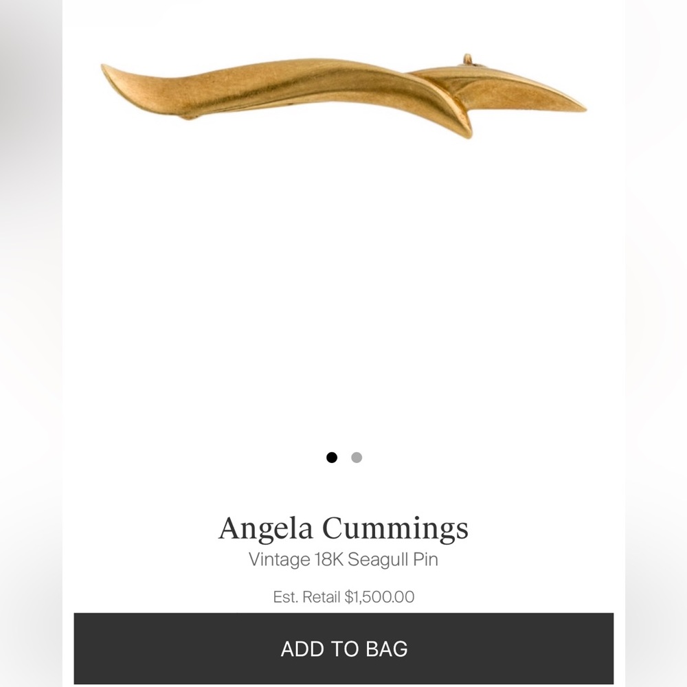 SOLID 18K GOLD ANGELA CUMMINGS VINTAGE 1984 SEAGULL PIN BROOCH - Picture 5 of 9